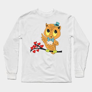 Vintage Owl Valentine Long Sleeve T-Shirt